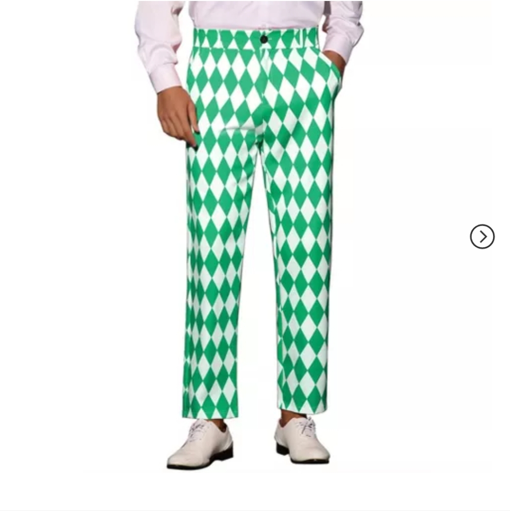 Lars Amadeus Men's Regular Fit Flat Front Argyle Pattern Trousers size 36
